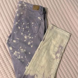 Bleach Dyed Purple Jeans
